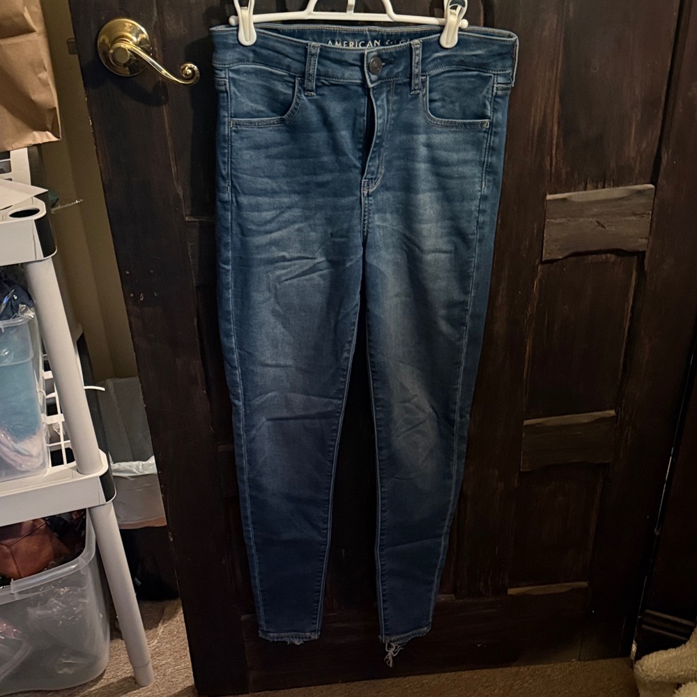 American Eagle Women's Medium Blue Wash Skinny Jeans - Next Level Stretch